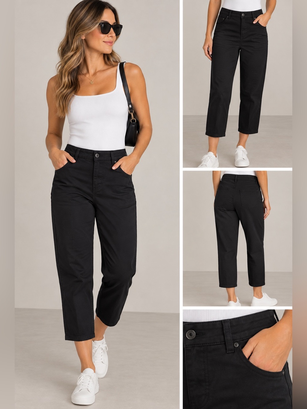 John Mark Black Cropped Pants Size 12P NWT